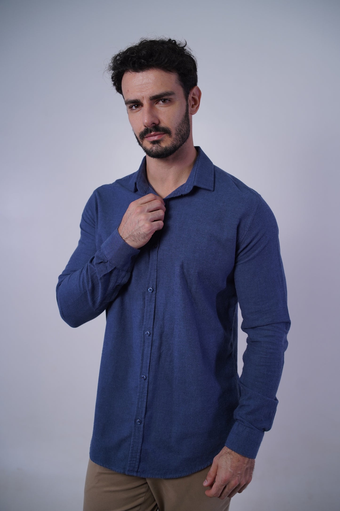 Camisa flanela manga longa slim fit