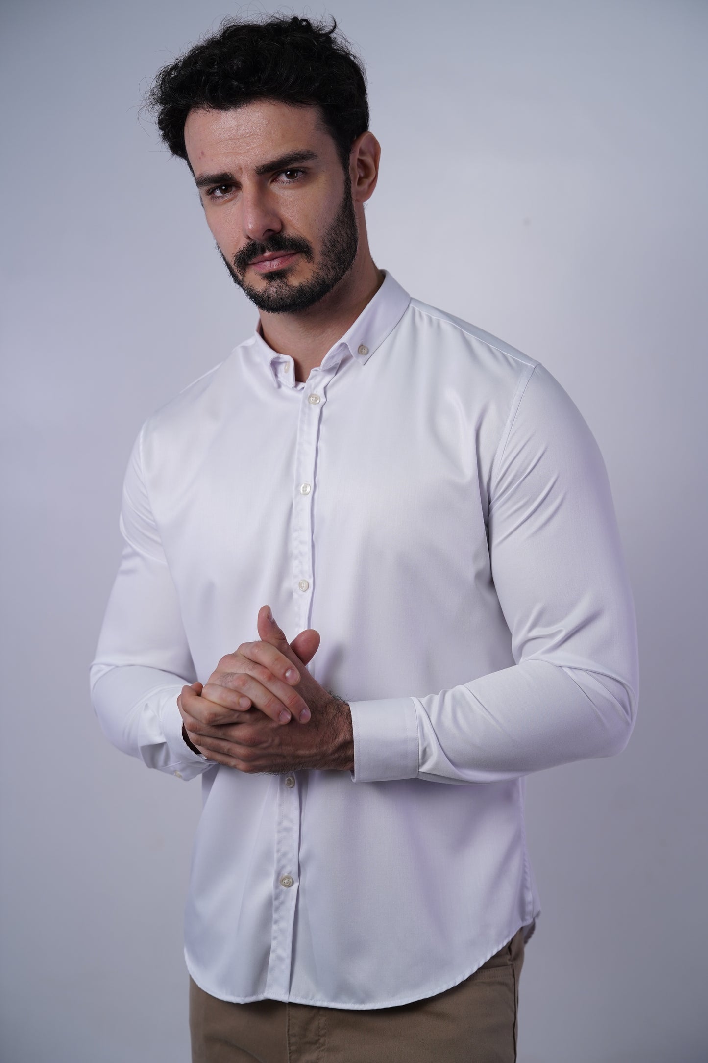 Camisa manga longa slim fit oxford modal button down