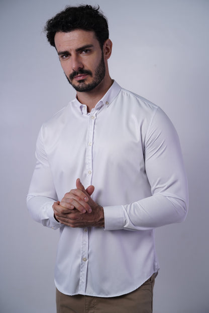 Camisa manga longa slim fit oxford modal button down