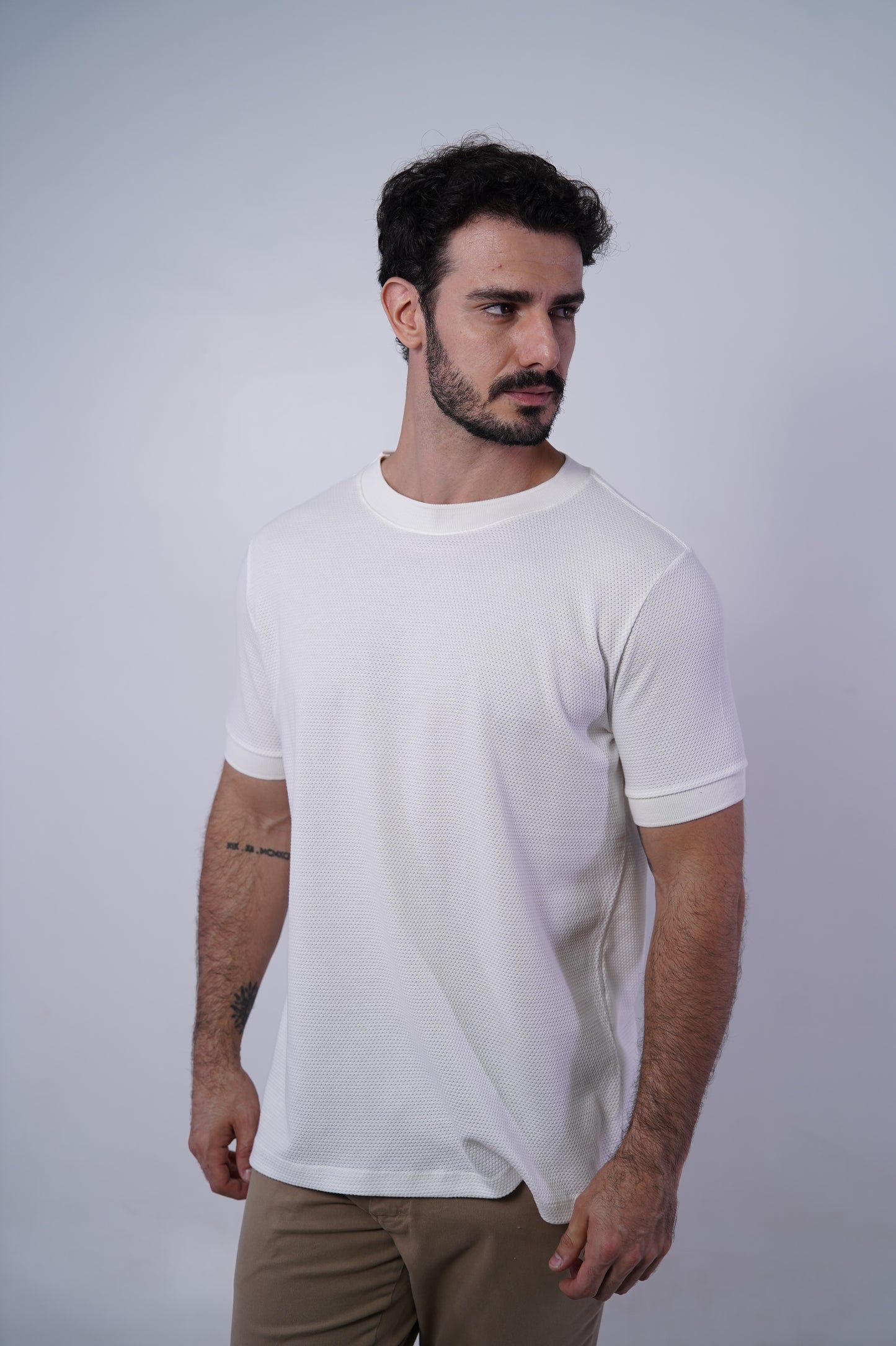 Camiseta manga curta estruturada textura