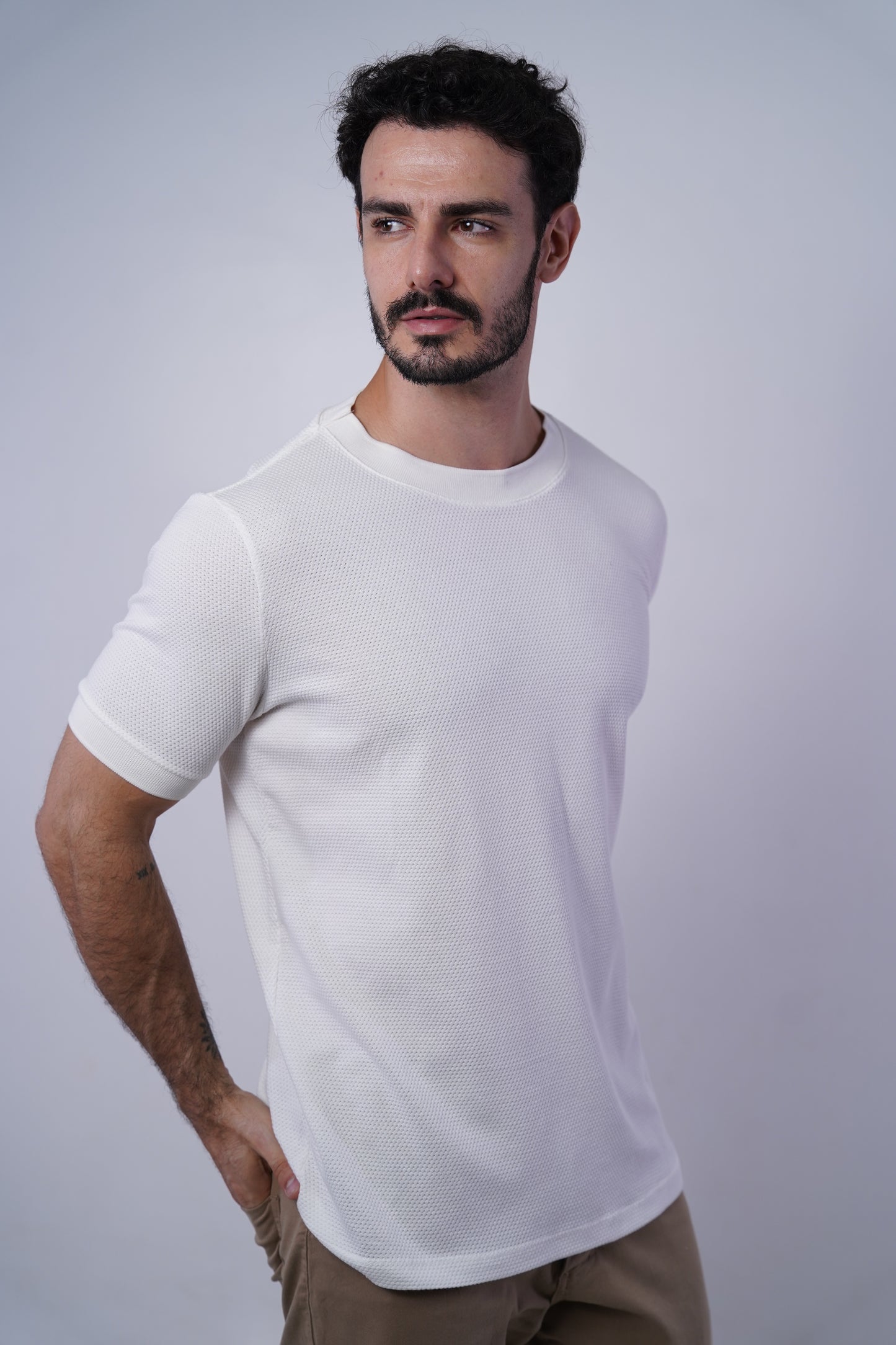 Camiseta manga curta estruturada textura