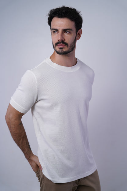 Camiseta manga curta estruturada textura