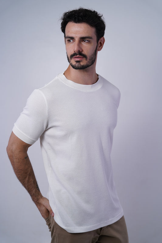 Camiseta manga curta estruturada textura