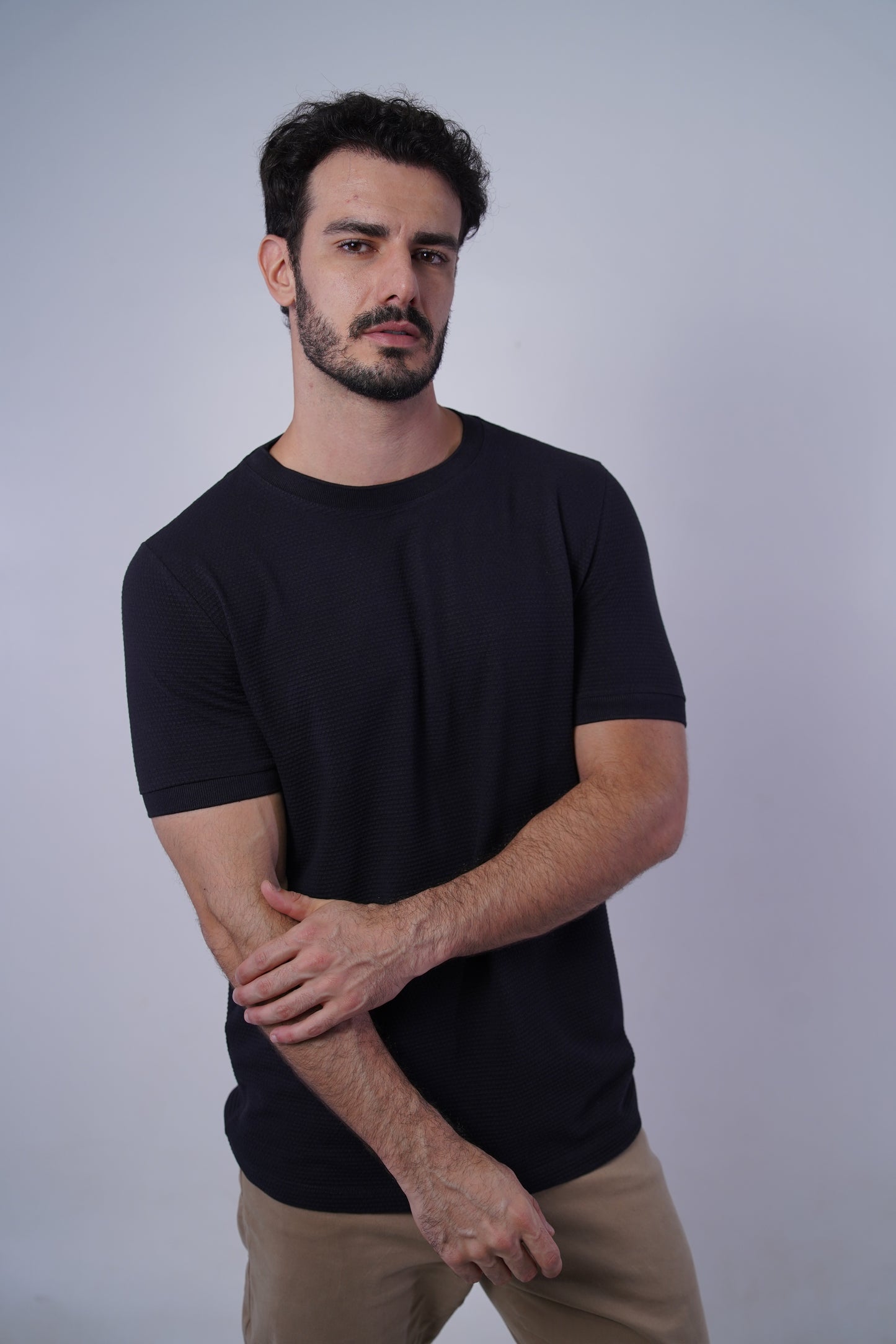 Camiseta manga curta estruturada textura