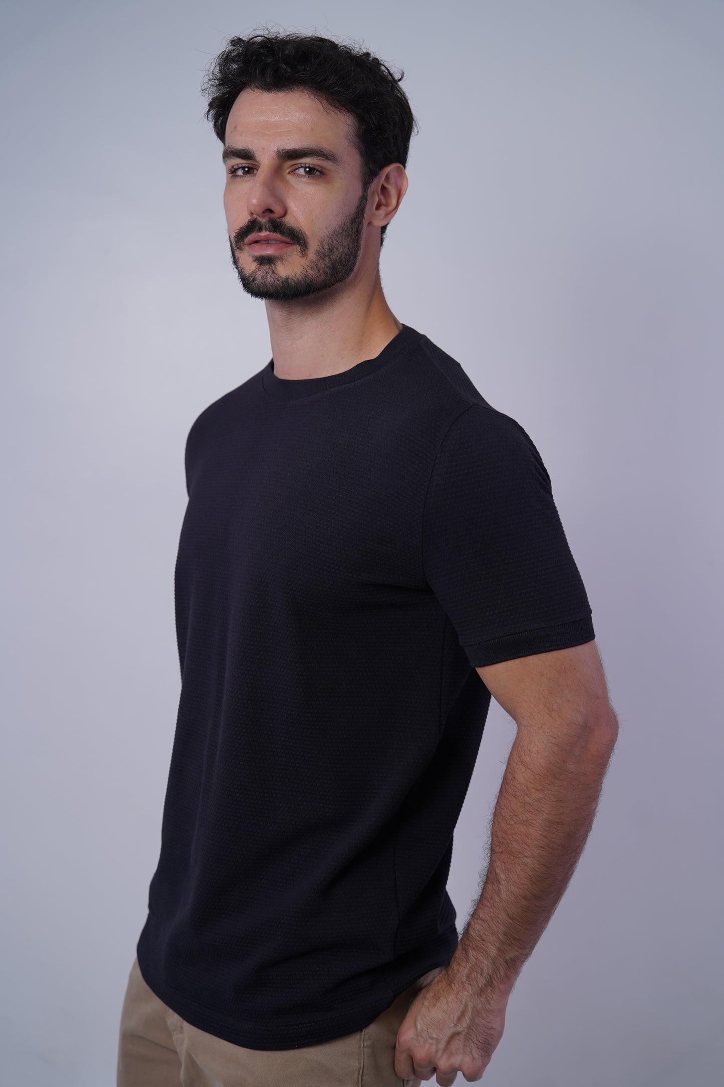 Camiseta manga curta estruturada textura