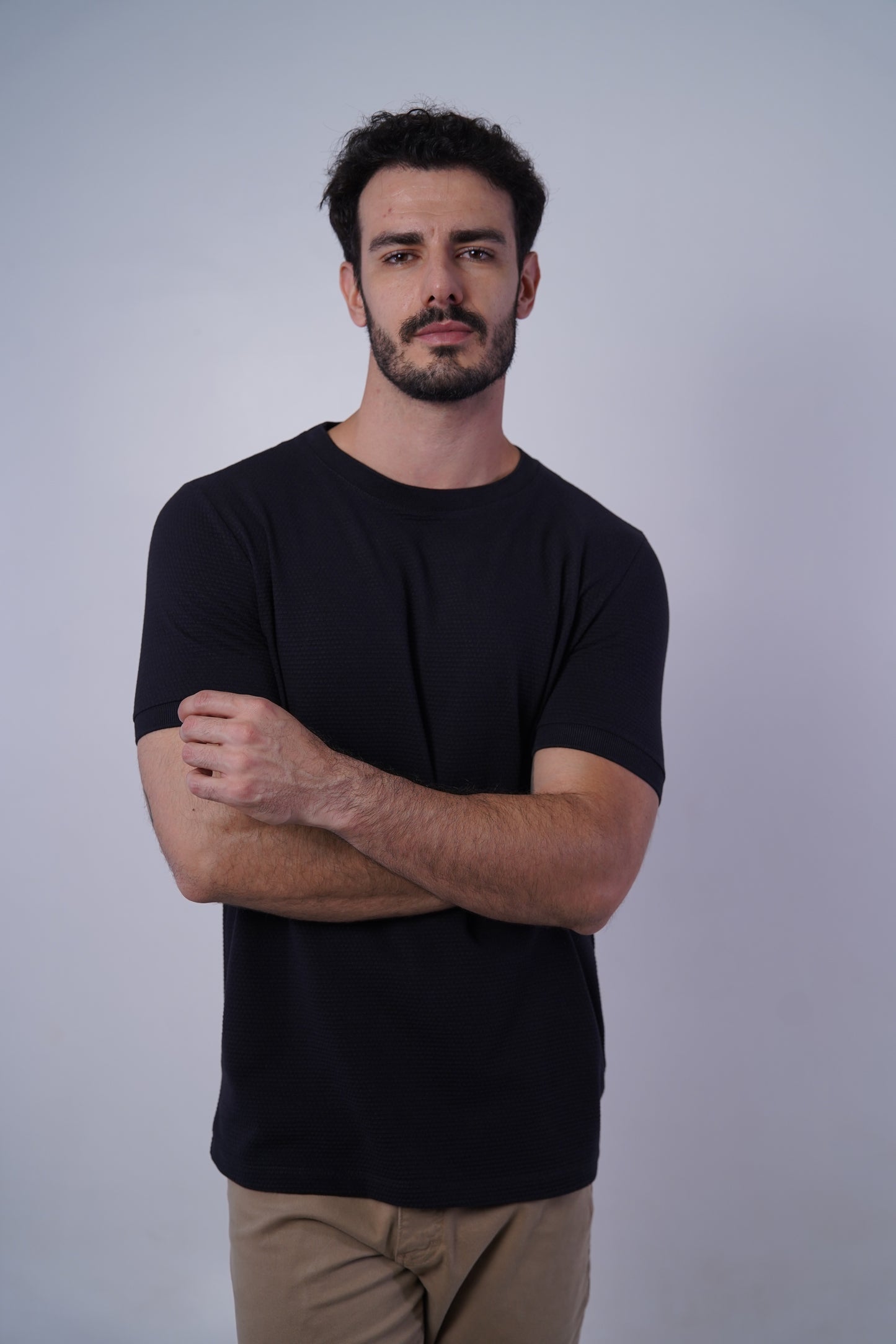 Camiseta manga curta estruturada textura