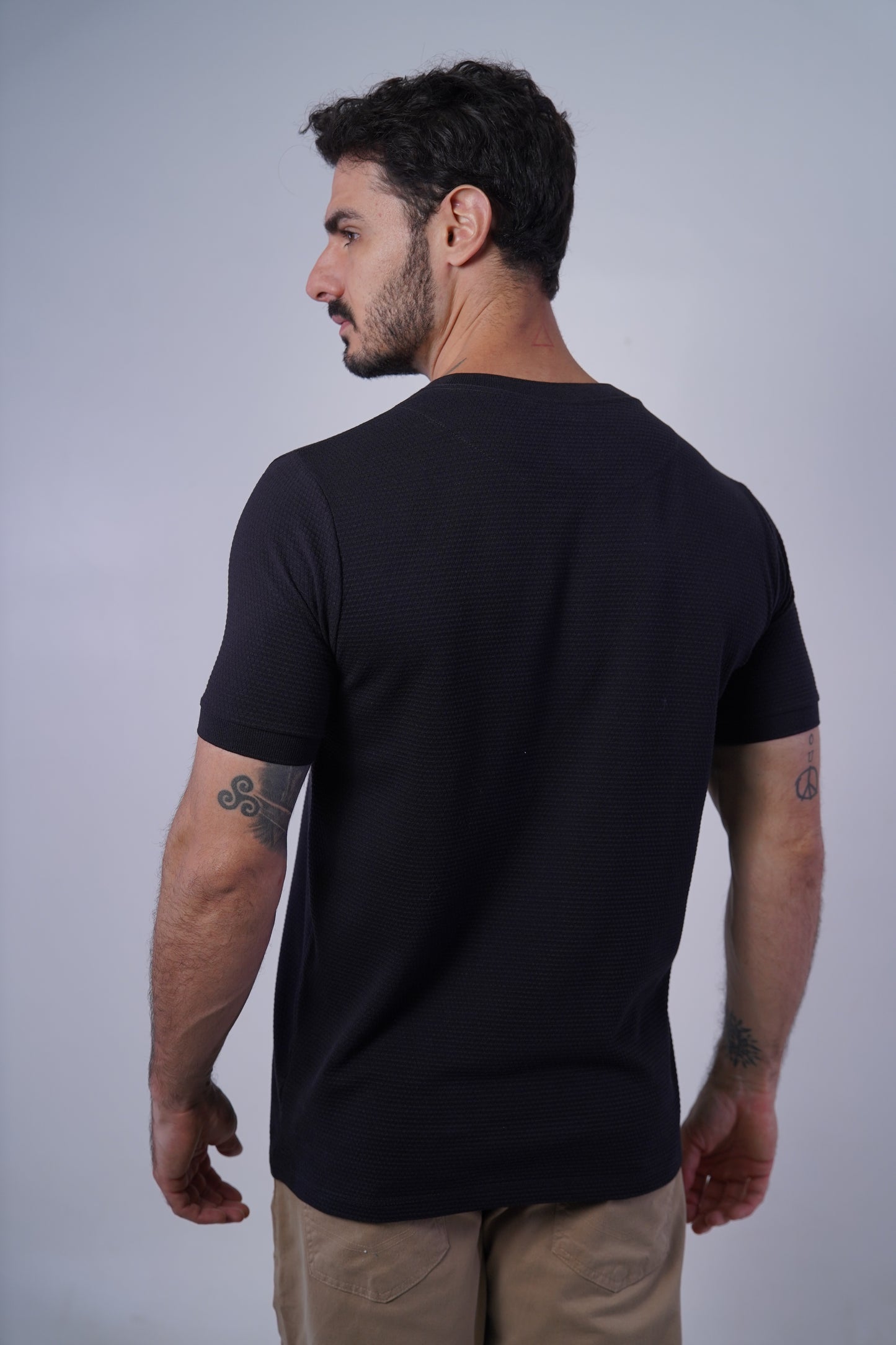 Camiseta manga curta estruturada textura