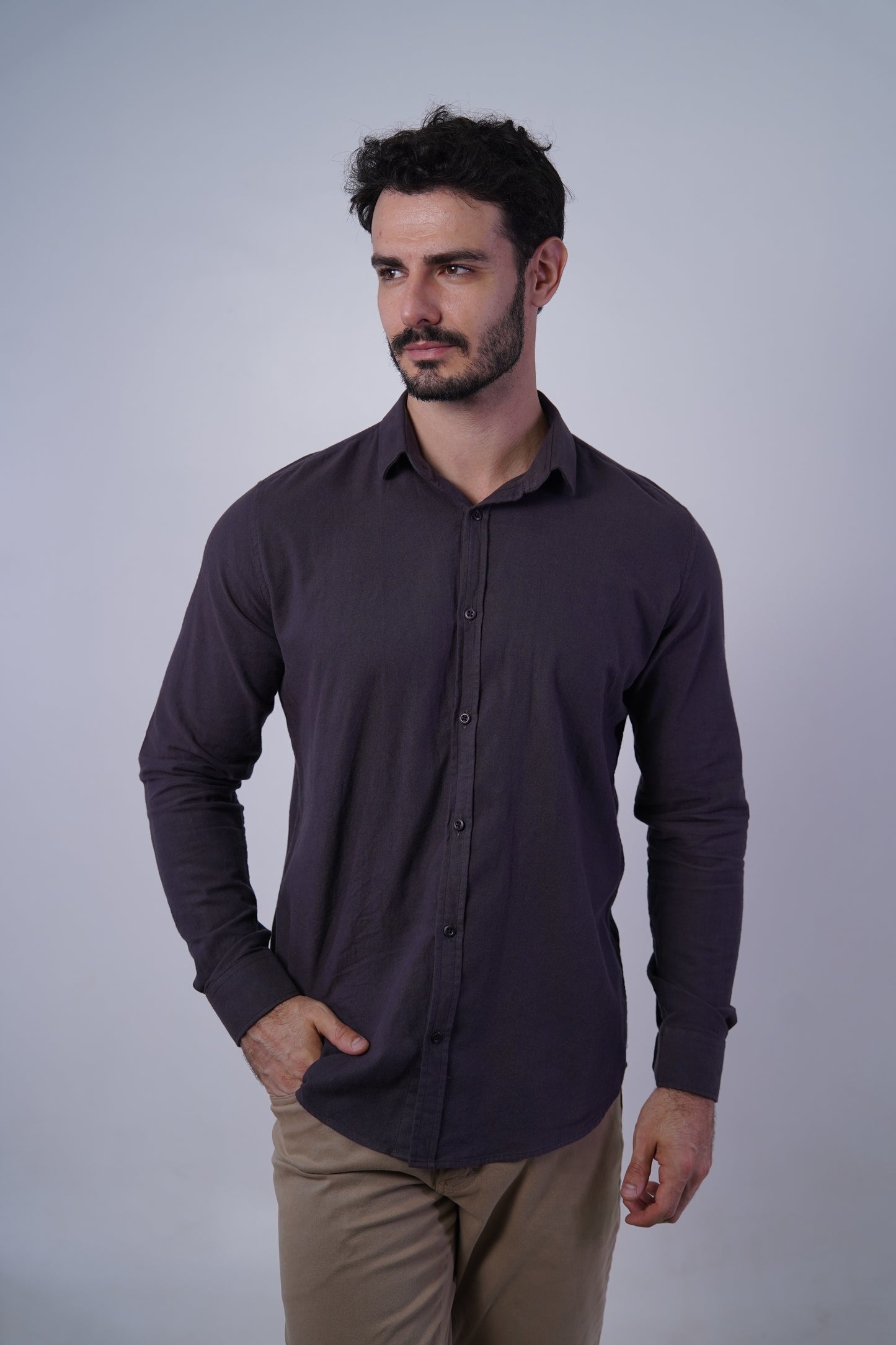 Camisa flanela manga longa slim fit