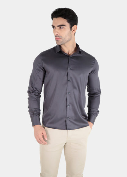 Camisa social slim de algodão egipicio