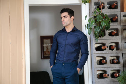 Camisa social super slim fit com elastano